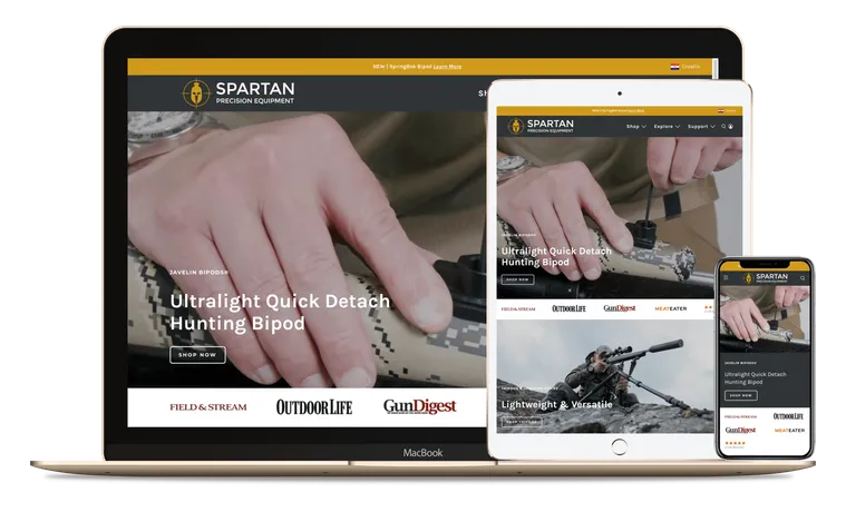 Screenshot of Spartan Precision Equipment website.