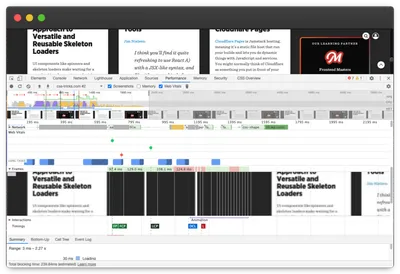 Screenshot of DevTools Perfomance panel.