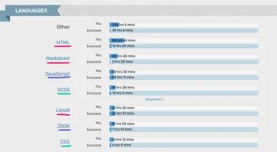 Wakatime stats for 2022.