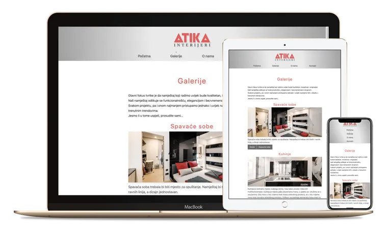 Screenshot of Atika Interijeri website.